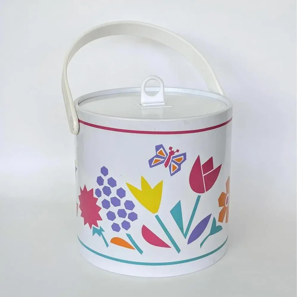 1980s Vintage Floral Ice Bucket